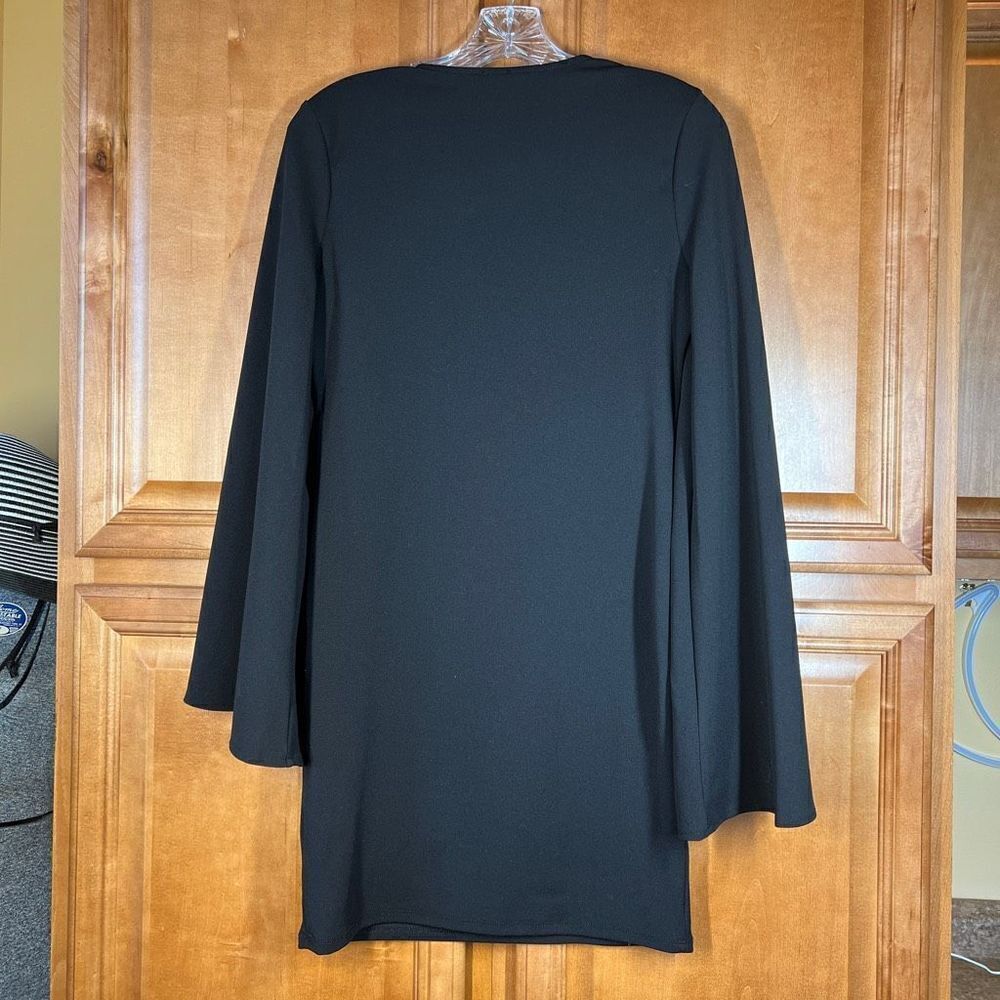 River Island London Black Cape Split Sleeve Bodycon Mini Dress Size US 8 UK 12 - Picture 3 of 11
